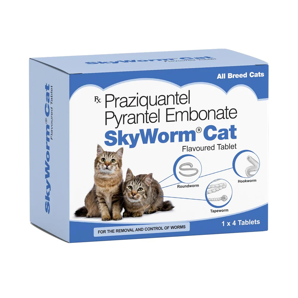 Skyec Skyworm Cat Deworming Tablet (pack of 4 tablets) and Petcare Selamec (Selamectin) Spot On for Cats Combo - Runbopad
