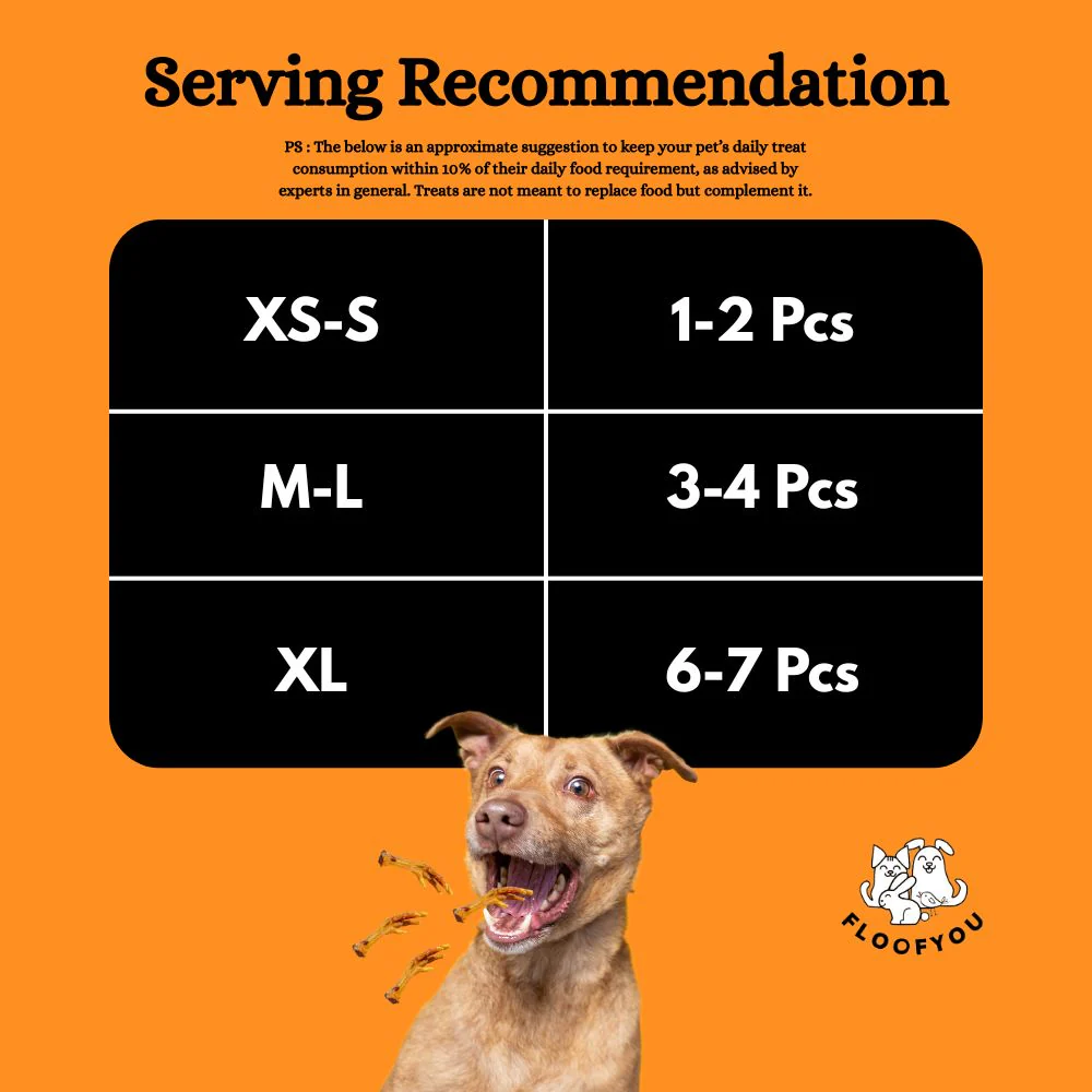 FloofYou Grain Free Dehydrated Chicken Feet Chew Dog Treats - Runbopad