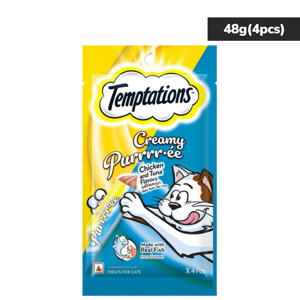 Temptations Creamy Purrrr ee Chicken & Tuna Cat Treats - Runbopad