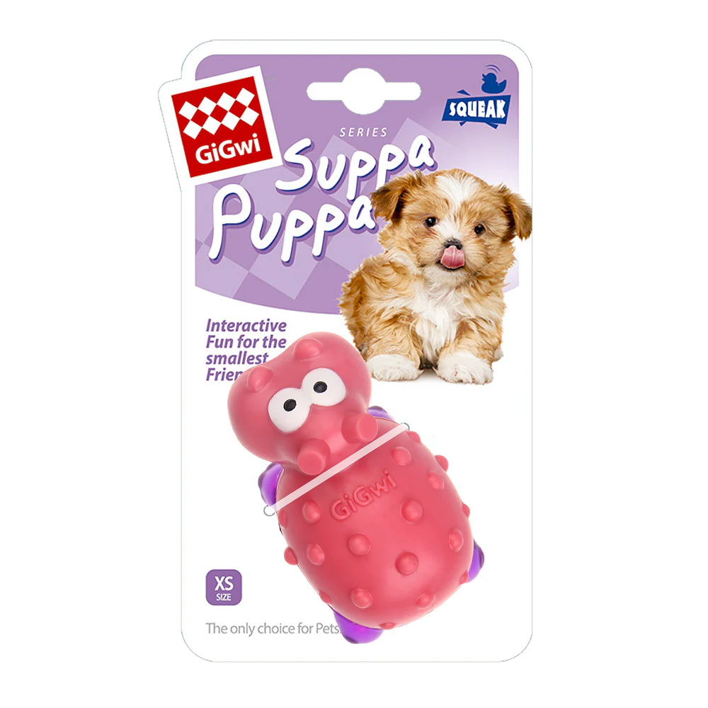 GiGwi Suppa Puppa Baby Hippo Toy for Dogs (Pink) - Runbopad