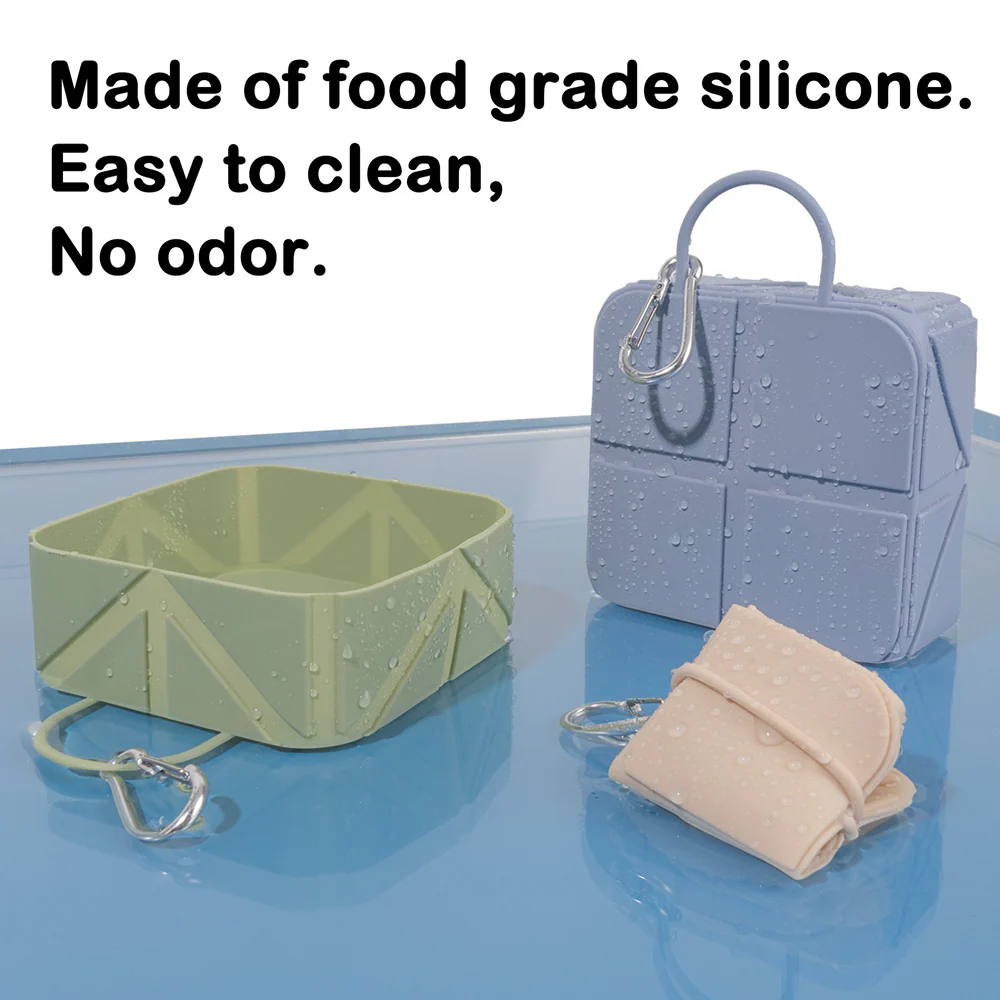 Pet Set Go  Foldable Square Bowl for Dogs (Purple) - Runbopad