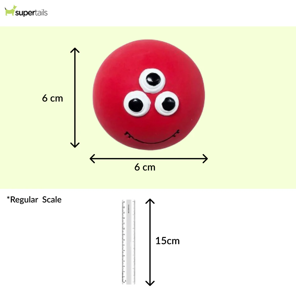 Squeeezys Latex Monster Ball Chew Toy for Dogs (Red) - Runbopad