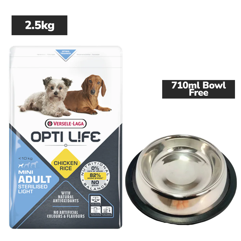 Versele Laga Opti Life Chicken & Rice Mini Sterilised/Neutered Adult Dog Dry Food - Runbopad