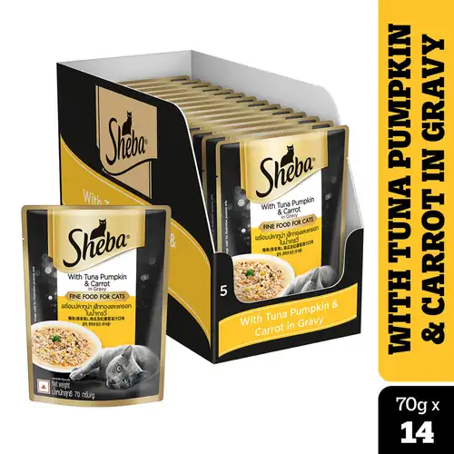 Sheba Tuna Pumpkin & Carrot In Gravy and Whiskas Tuna in Jelly Cat Wet Food Combo - Runbopad