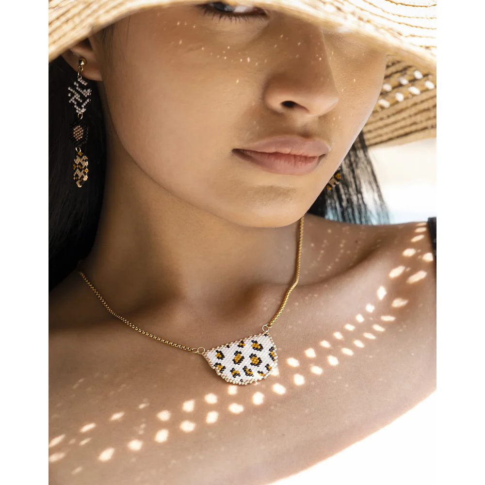 Jenni & Janki Handcrafted Miyuki Leopard Earrings with Necklace - Runbopad