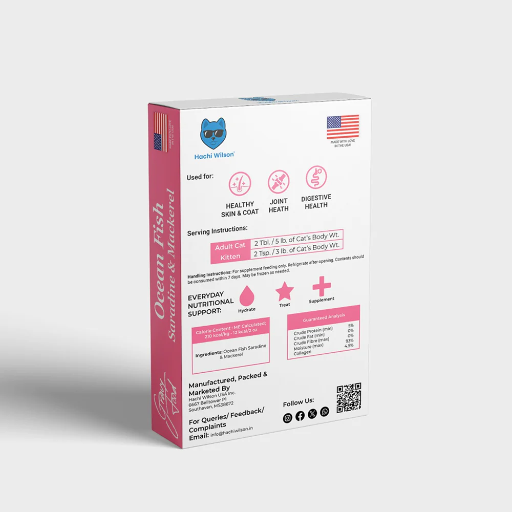 Hachi Wilson Premium Ocean Fish Sardine and Mackerel Gravy Cat Wet Food - Runbopad