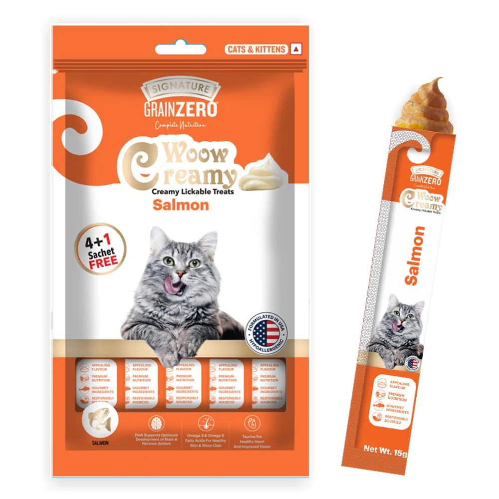 Signature Grain Zero Salmon Lickable Creamy Cat Treats - Runbopad