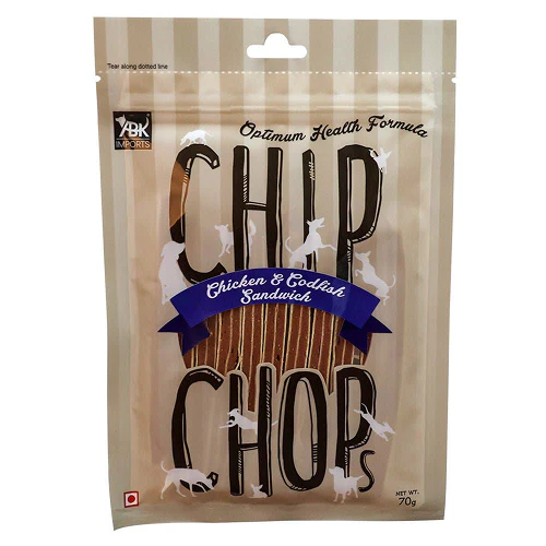 Chip Chops Chicken and Codfish Sandwich and Henlo Chicken Pops Dog Treats Combo - Runbopad