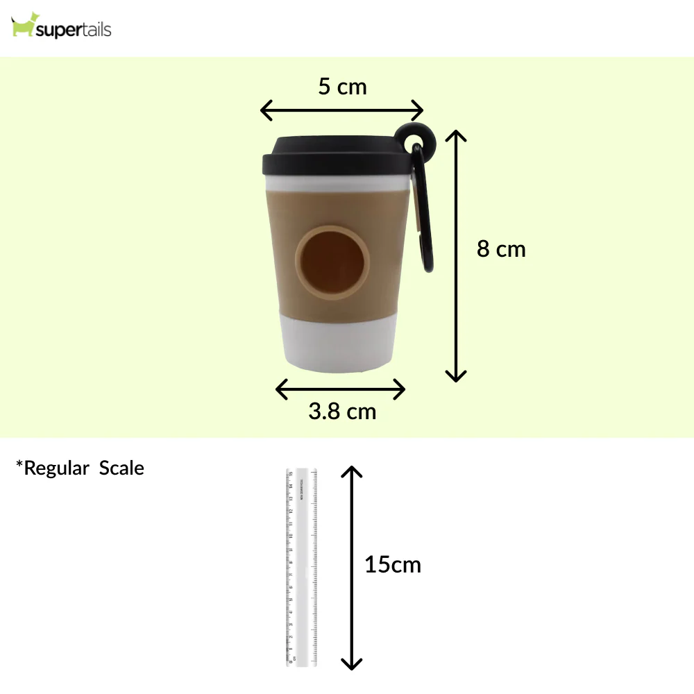 Talking Dog Club Coffee Cup Poop Bag Holder for Dogs and Cats (Brown/White) - Runbopad