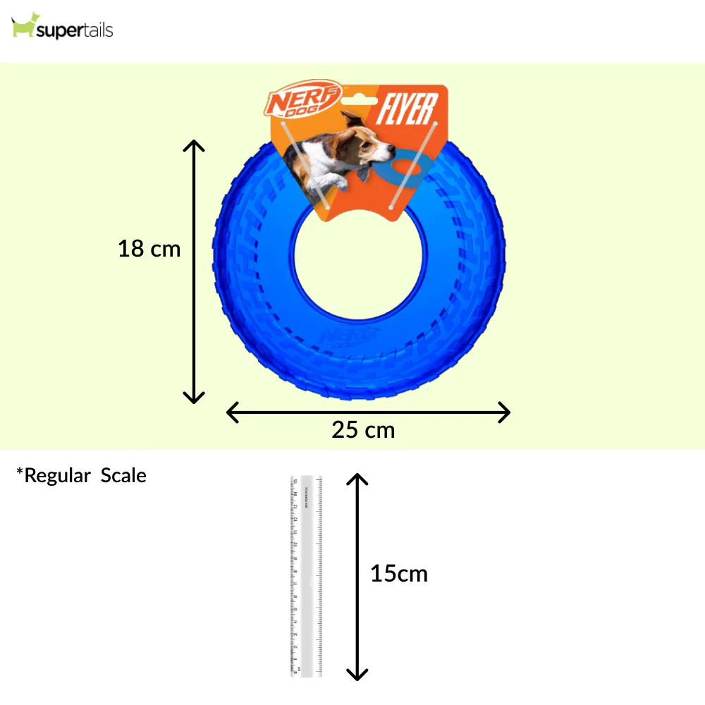 Nerf Dog Translucent Tire Flyer TPR Toy for Dogs (Blue) - Runbopad