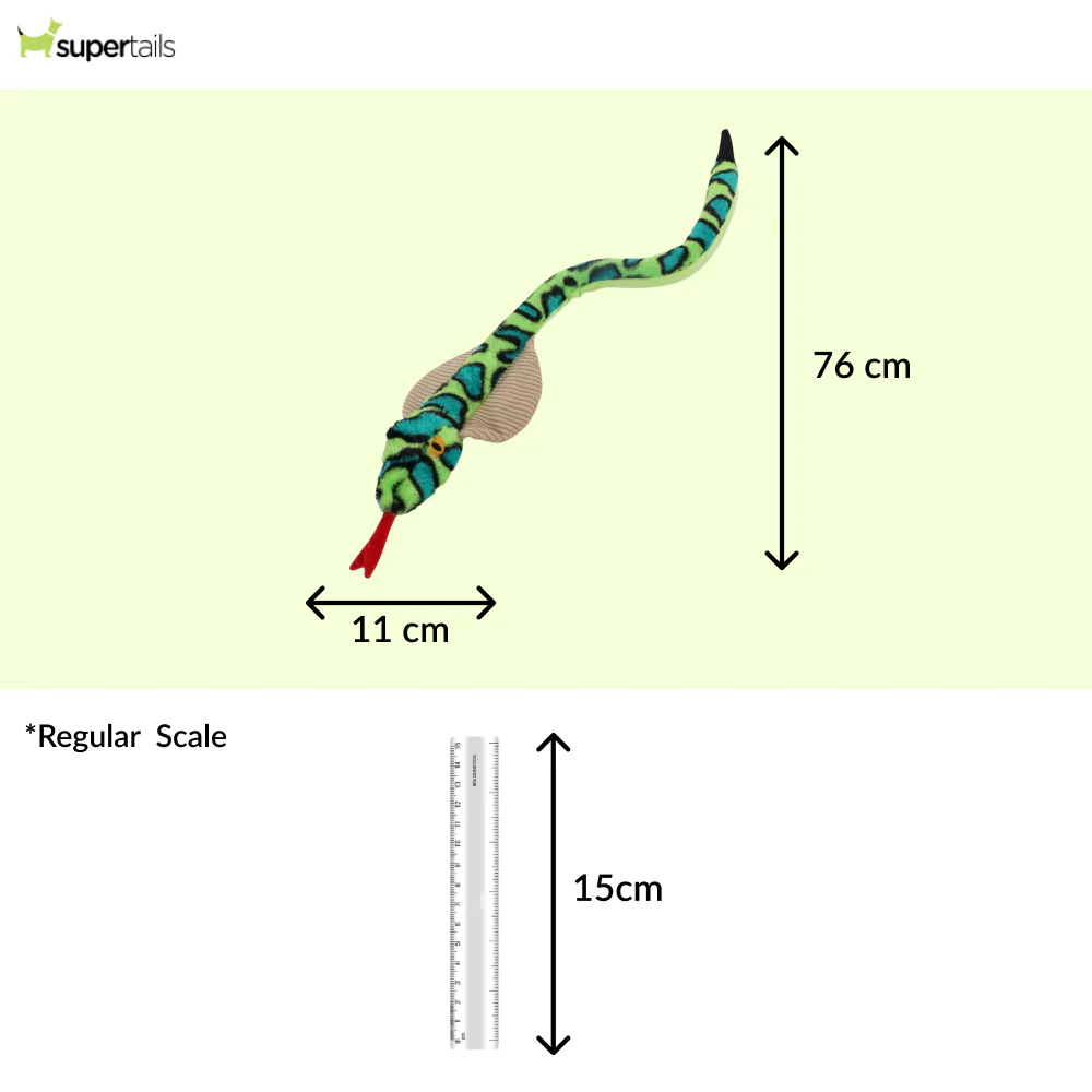 Talking Dog Club XL Cobra Rattle Plush Toy for Dogs (Green) - Runbopad