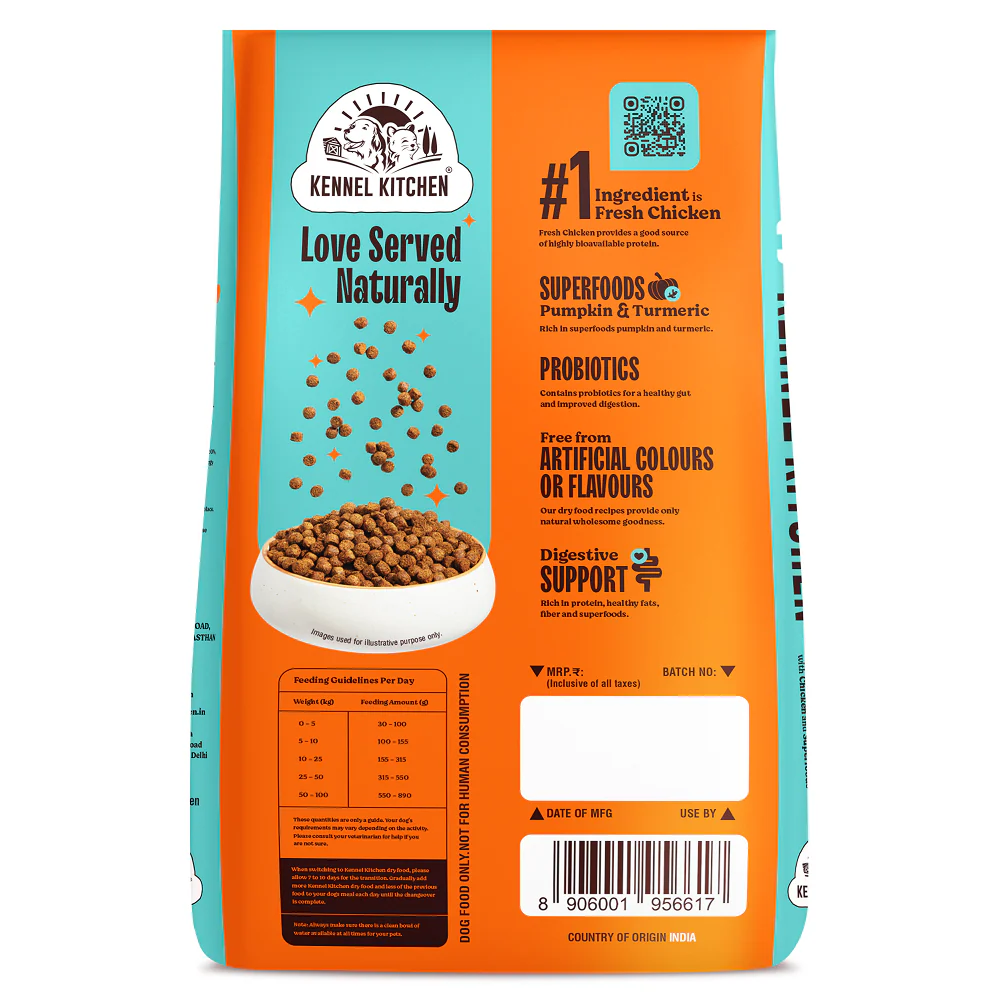 Kennel Kitchen Chicken with Superfoods Pumpkin and Turmeric Adult Dog Dry Food - Runbopad