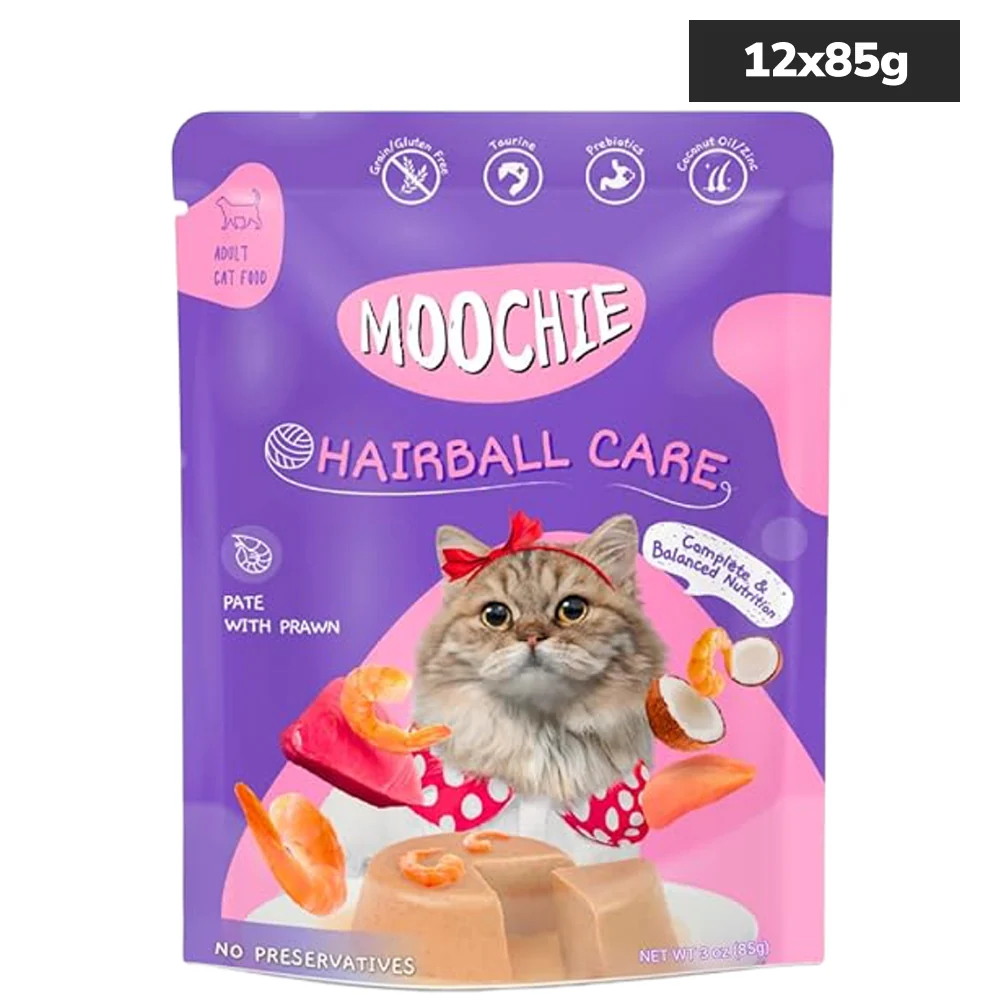 Moochie Hairball Care Pate with Prawn Adult Cat Wet Food - Runbopad