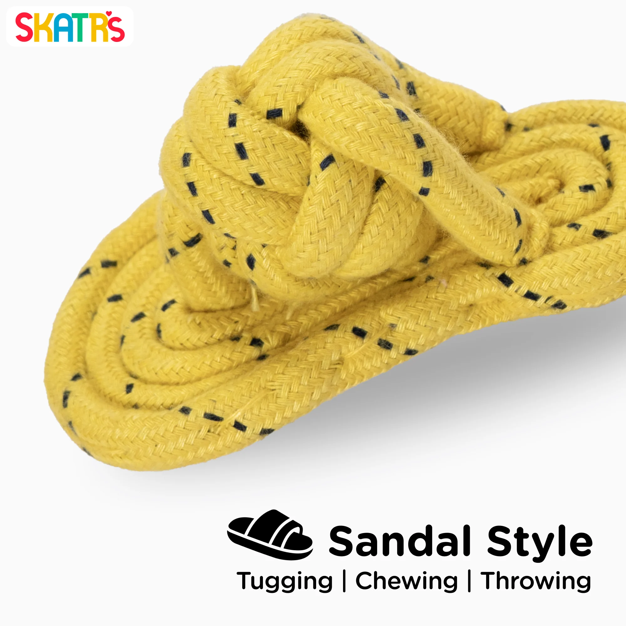 Skatrs Sandal Shaped Hand Made, Durable Rope Chew Toy for Dogs & Cats (Light Yellow) - Runbopad
