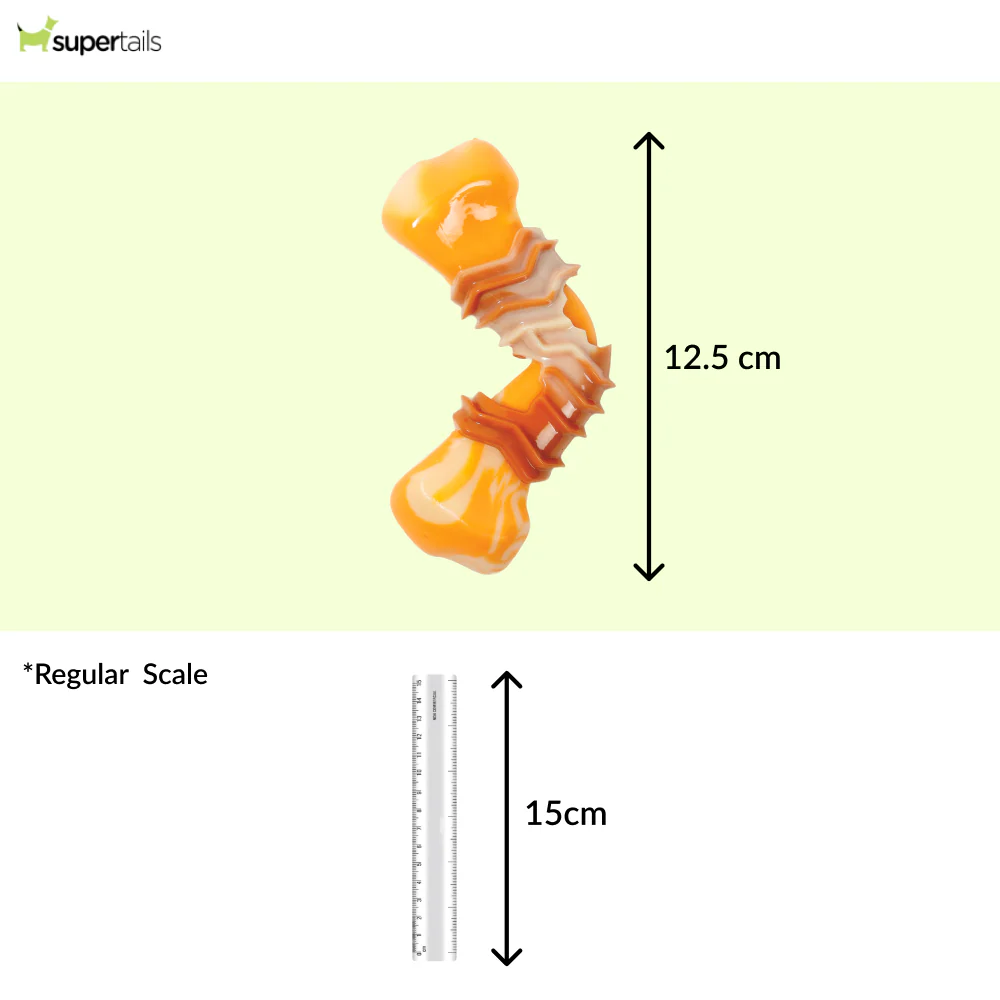 M Pets Carnivore Boomerang Bone Bacon Scented Chew Toy for Dogs (Yellow) - Runbopad