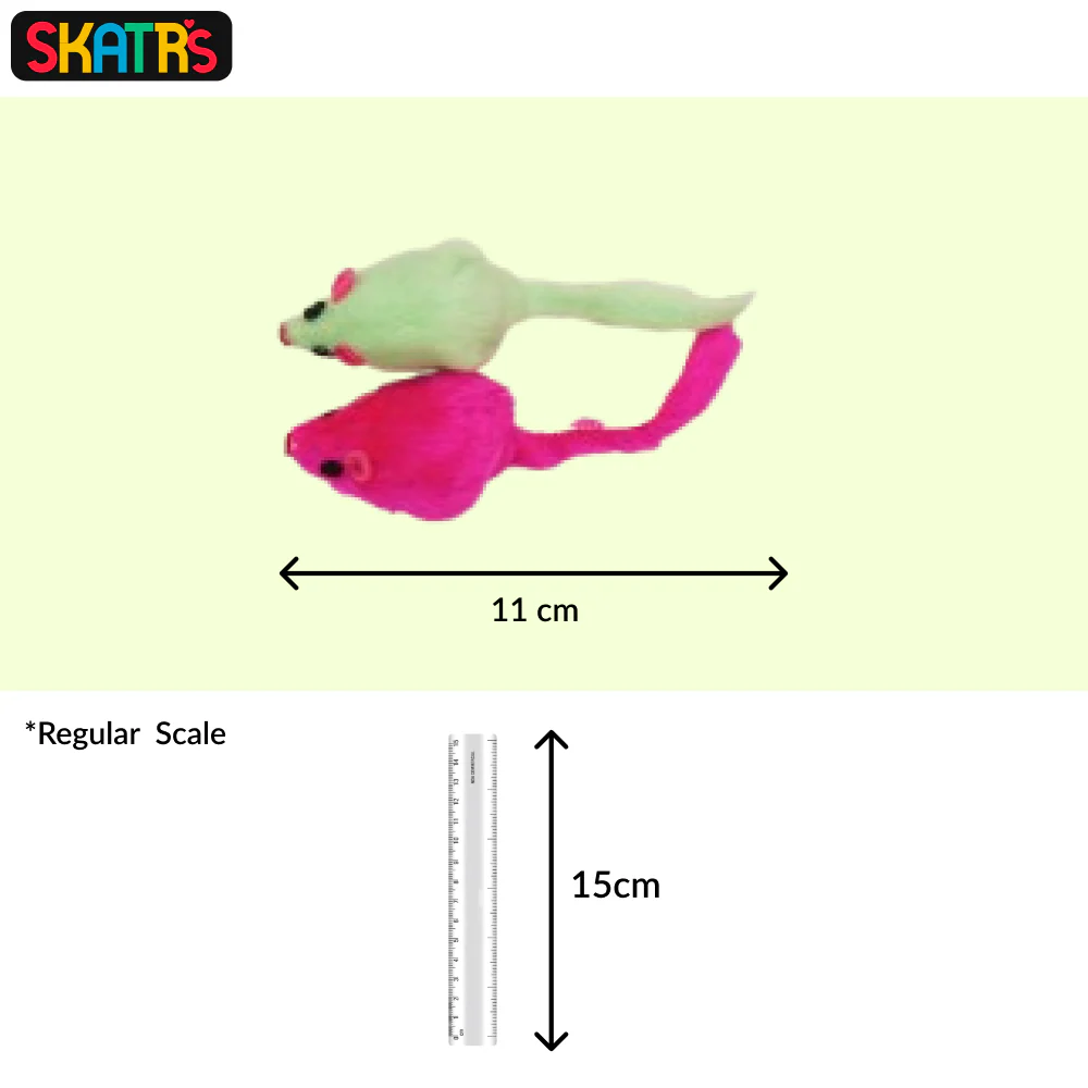 Skatrs Mouse Rattle Toy Set for Cats (Cyan/Pink) - Runbopad