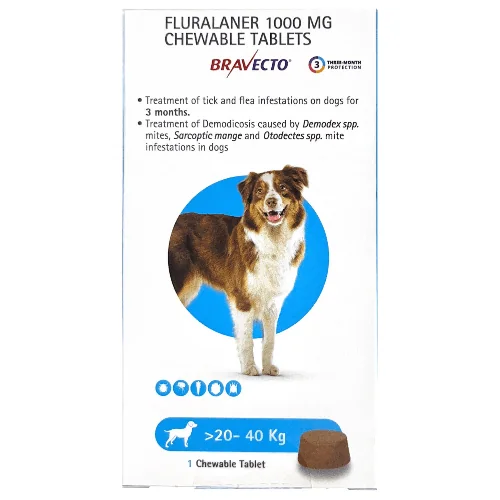 MSD Animal Health Bravecto (Fluralaner) Dog Tick and Flea Control Tablet (pack of 1 tablet) - Runbopad