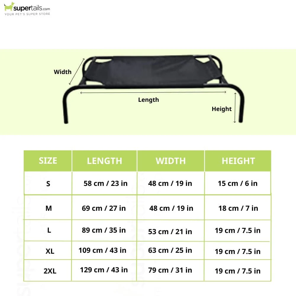 Hiputee Canvas Elevated Bed for Dogs and Cats (Black) - Runbopad
