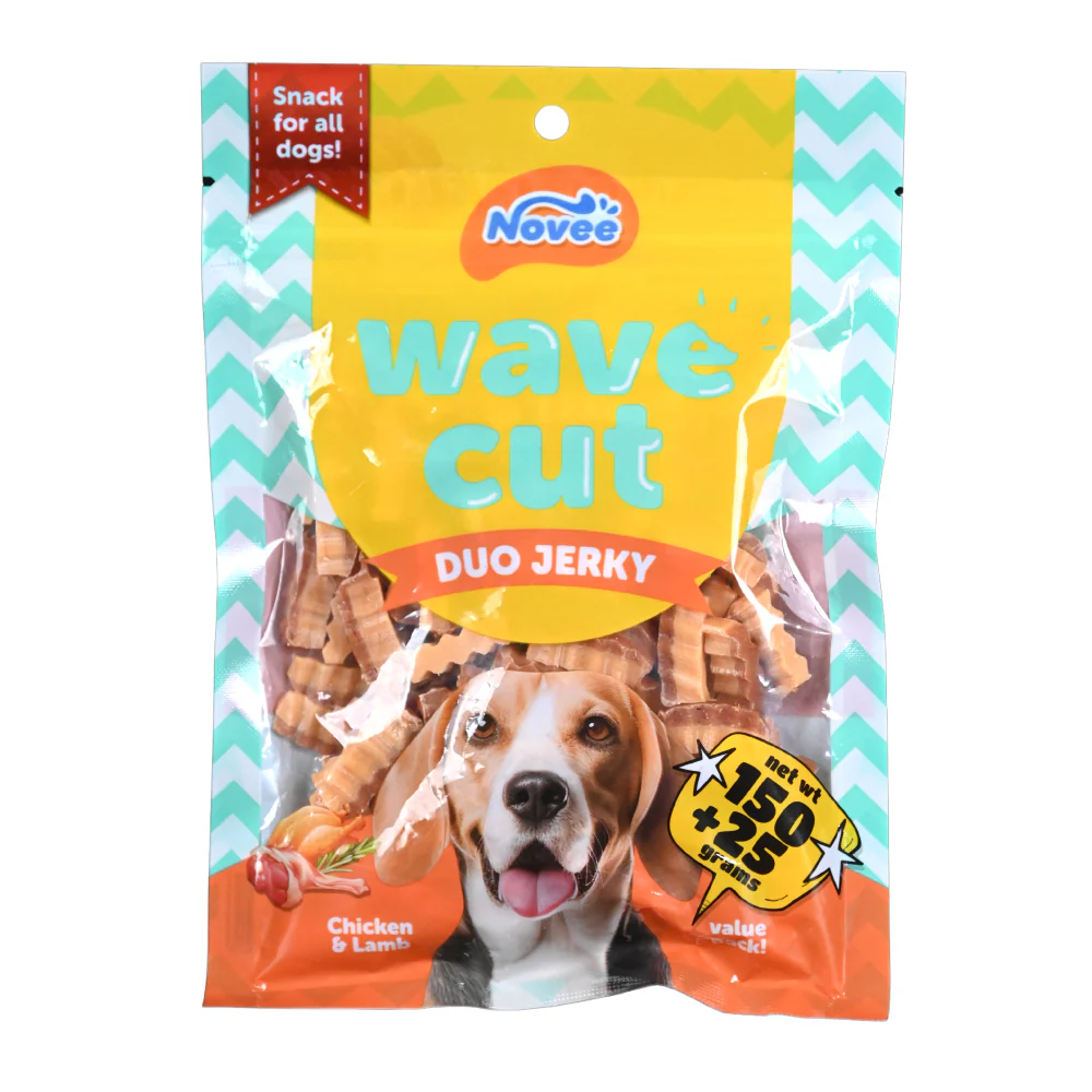 Novee Wave Cut Duo Chicken and Lamb Jerky Treats for Dogs (Buy 1 Get 1 Free) - Runbopad