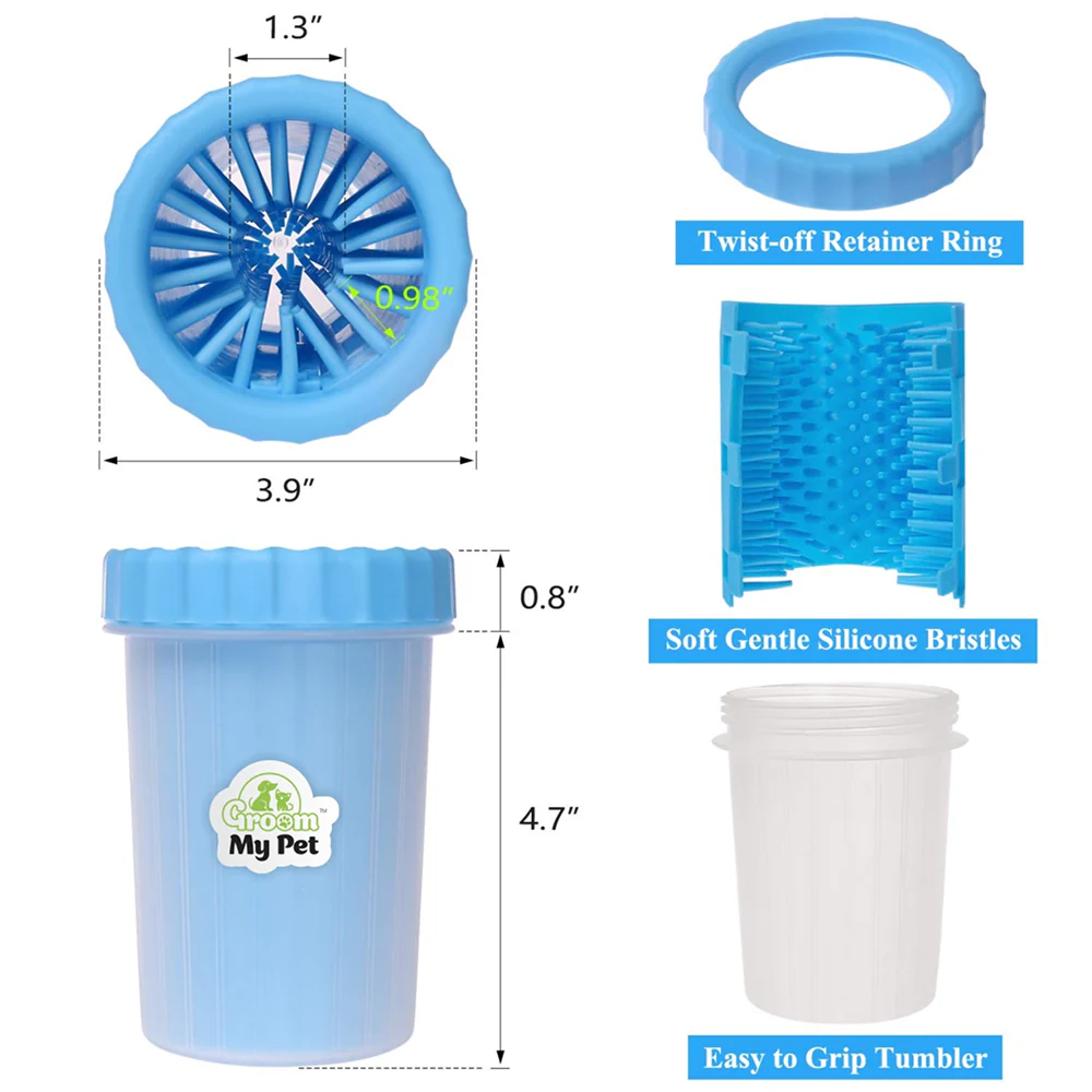 Groom My Pet Paw Cleaner for Dogs and Cats (Blue) - Runbopad