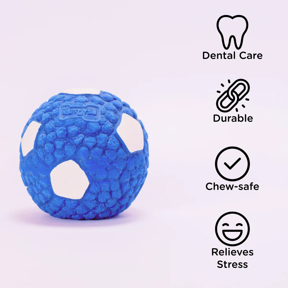 Skatrs Latex Football Toy for Dogs and Cats (Blue & White) - Runbopad