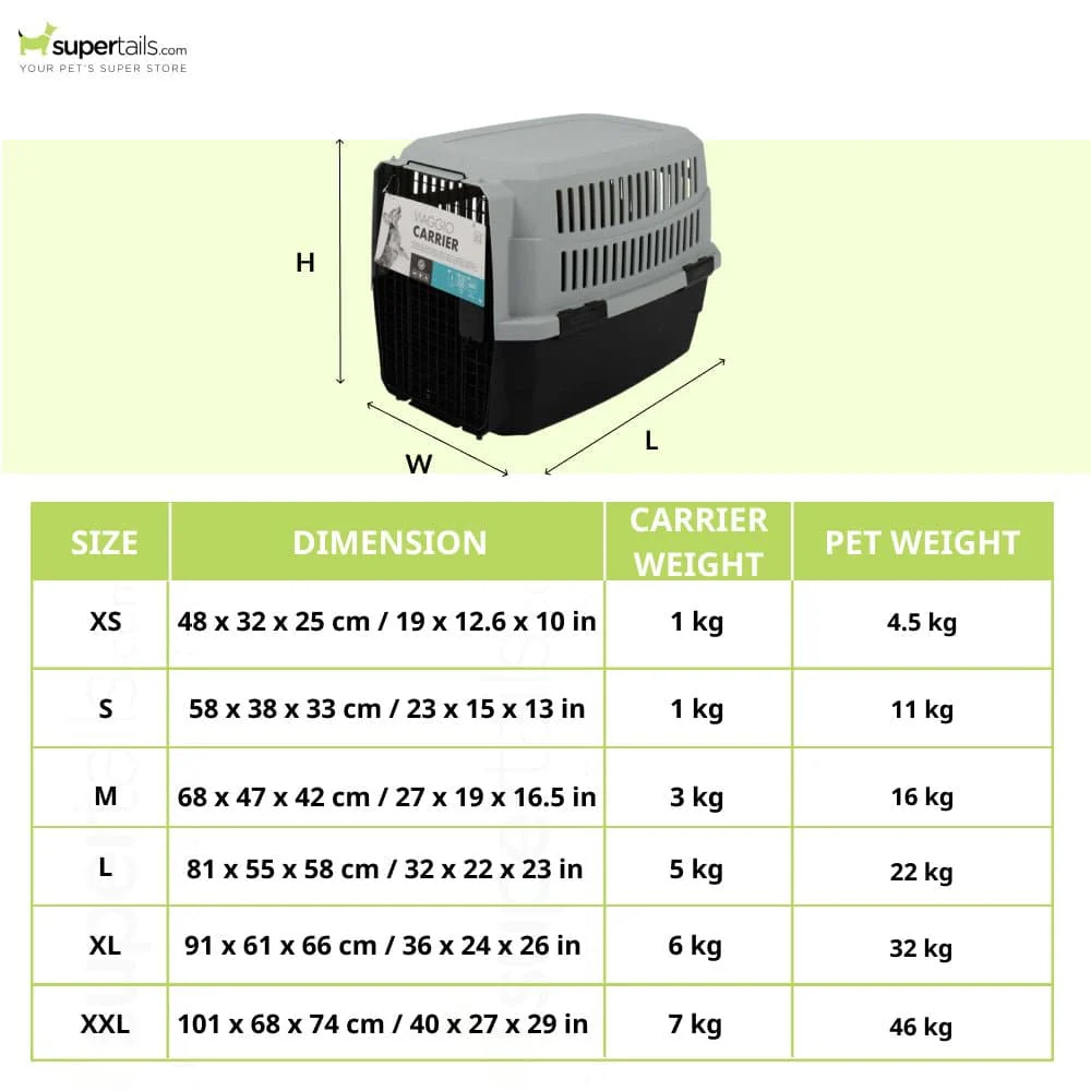 M Pets Viaggio IATA Approved Travel Carrier for Dogs and Cats (Grey & Black) - Runbopad