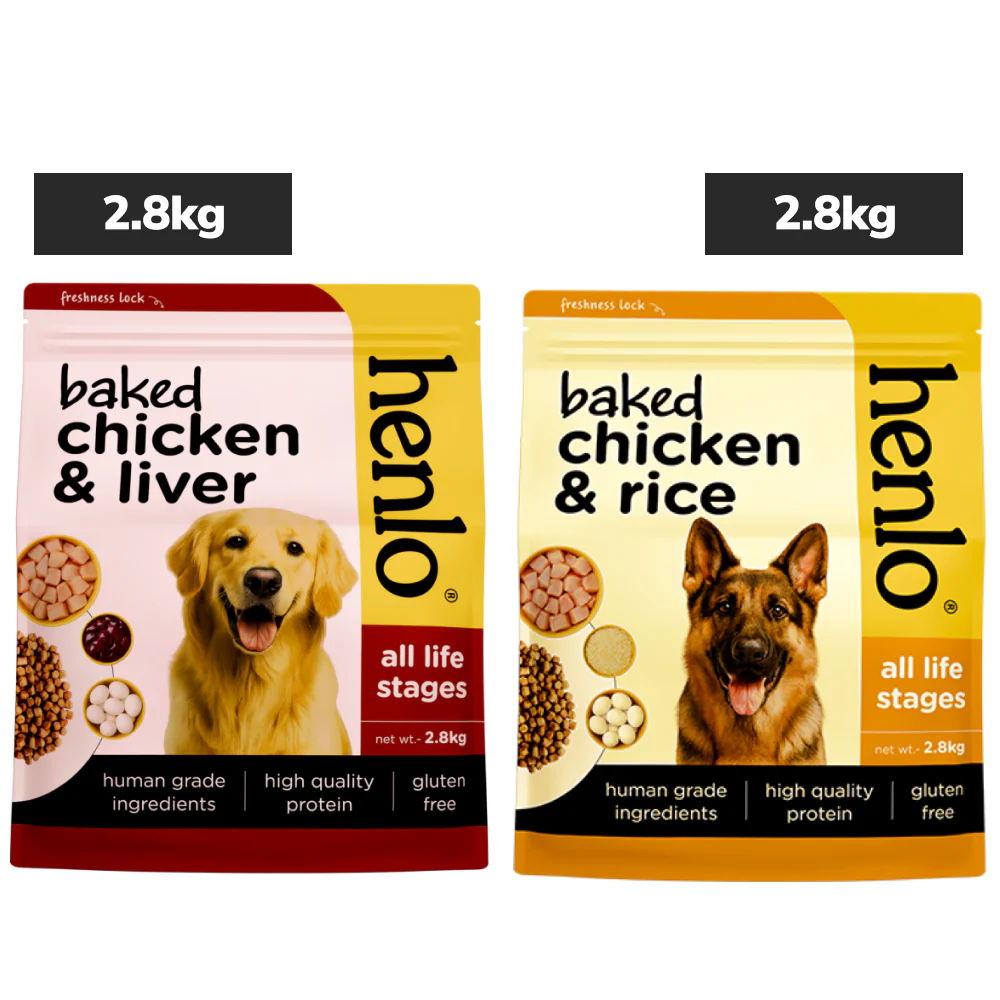 Henlo Baked Chicken & Liver and Chicken & Rice Dog Dry Food Combo - Runbopad