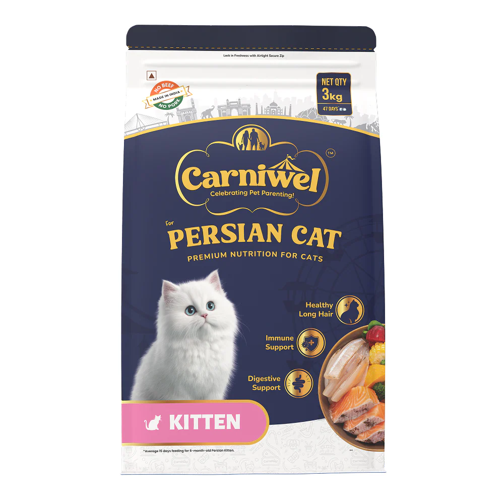 Carniwel Natural Nutrition for Skin, Digestion & Hairball Control Persian Kitten Cat Dry Food - Runbopad