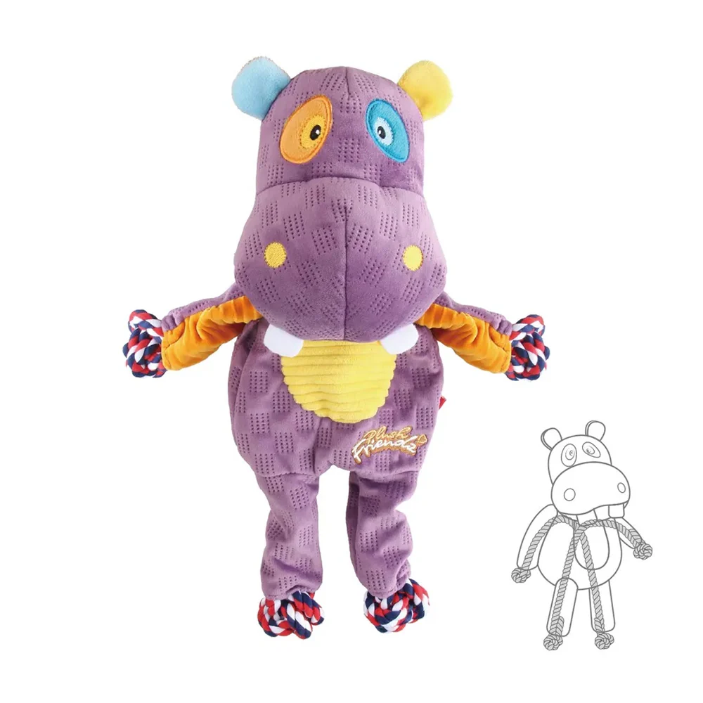 GiGwi Plush Friendz Rope Hippo Toy for Dogs - Runbopad