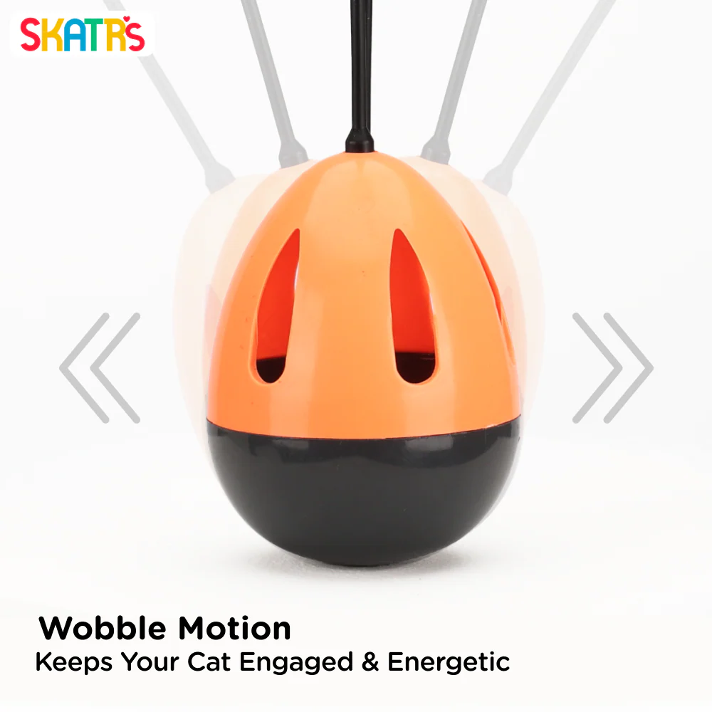 Skatrs Feather Interactive Tumbler Toy for Cats (Orange) - Runbopad