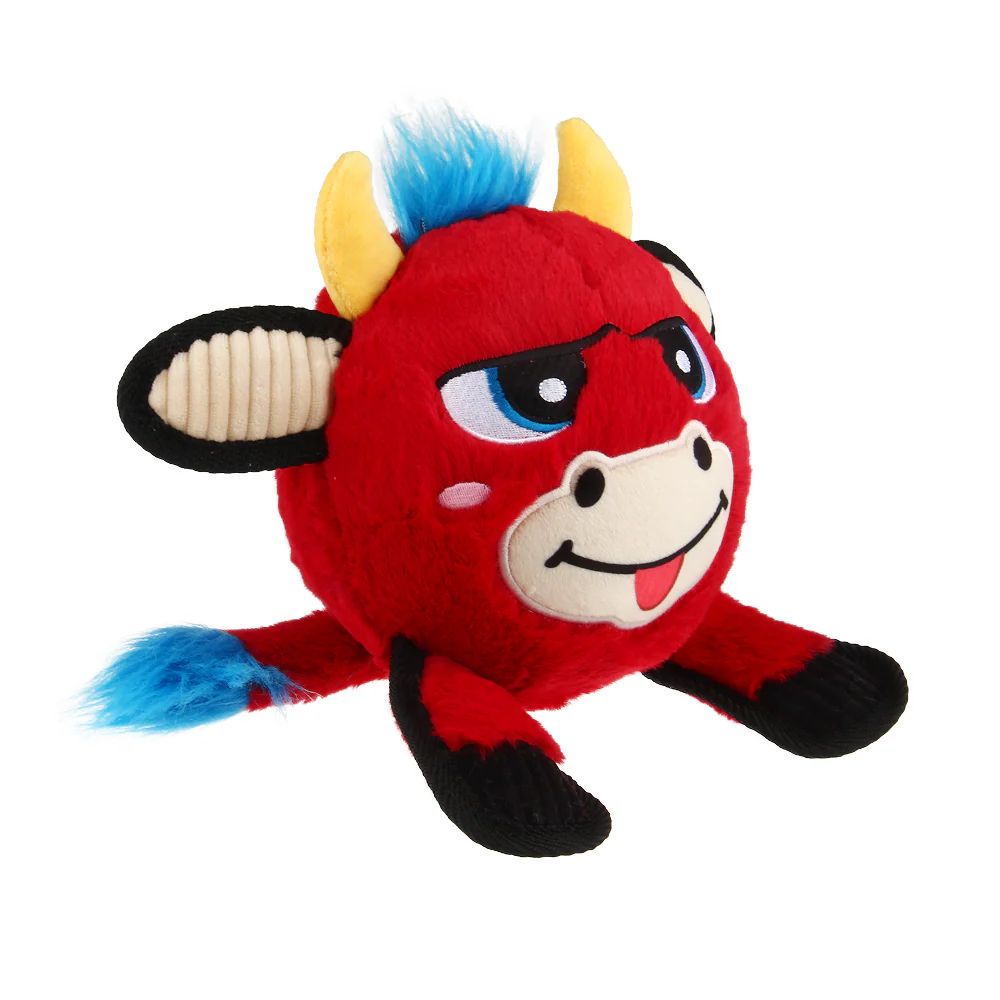 GiGwi Plush Jumball Bull Toy for Dogs (Red) - Runbopad