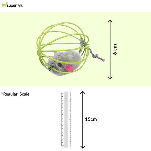 Trixie Mouse in a Wire Ball Toy for Cats (Yellow) - Runbopad