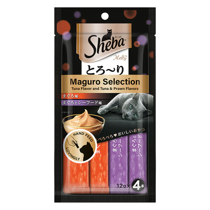 Sheba Tuna Flavor and Tuna & Prawn Maguro Selection Melty Premium Cat Treats - Runbopad