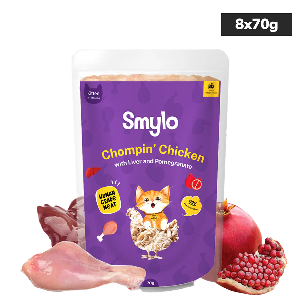 Smylo Chicken, Liver and Pomergranate Fresh and No Preservative Kitten Cat Wet Food - Runbopad