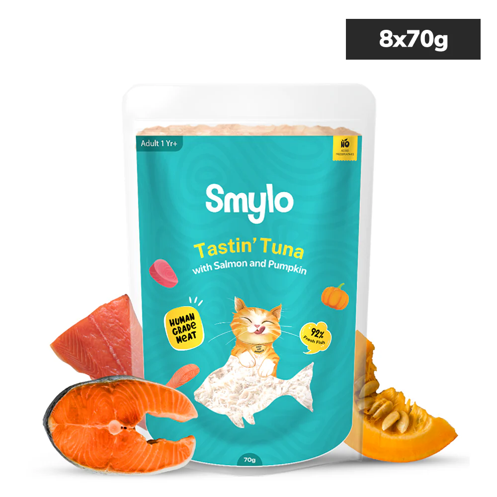 Smylo Tuna, Salmon & Pumpkin Fresh and No Preservative Adult Cat Wet Food - Runbopad