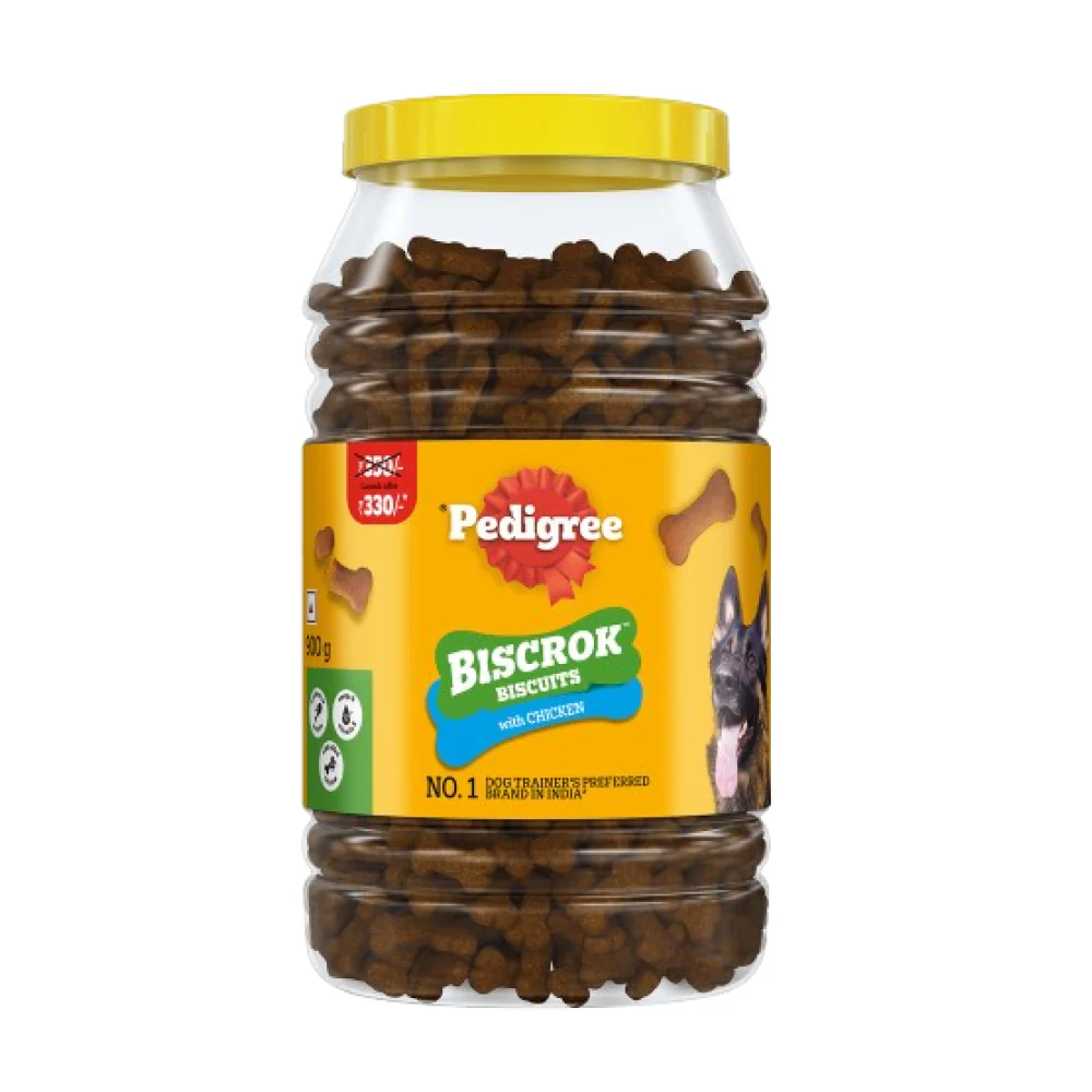 Pedigree Chicken Flavour (4+ Months) Biscrok Biscuits Jar Treats for Dogs - Runbopad