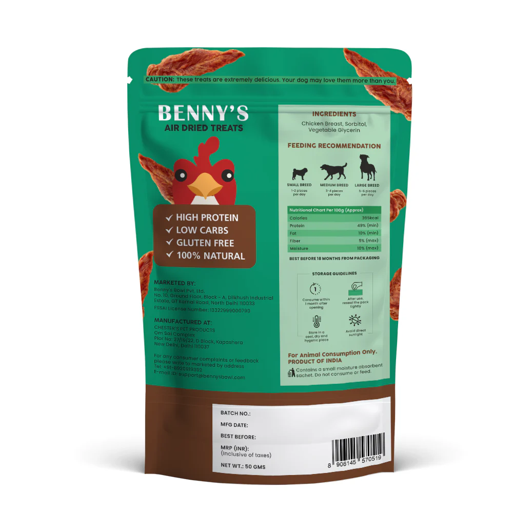Bennys Bowl Smoked Chicken Jerky Dog Treats - Runbopad