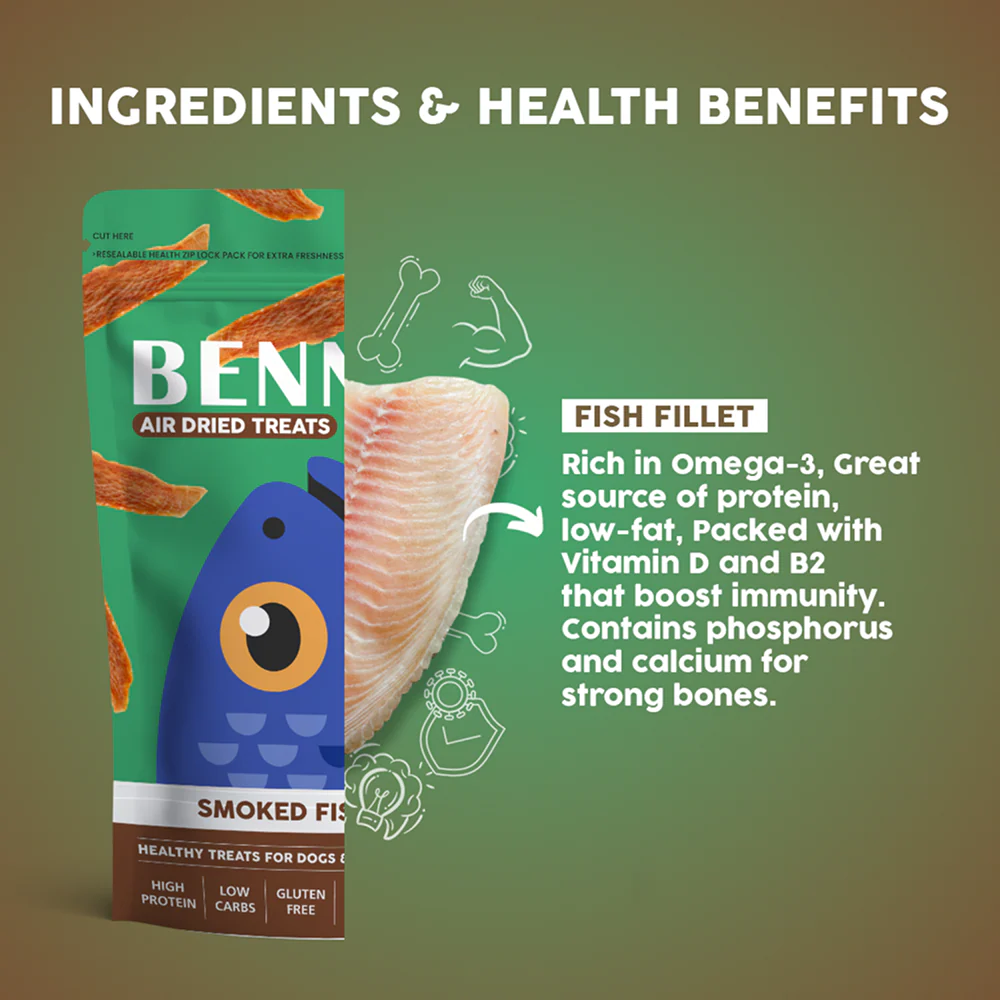 Bennys Bowl Smoked Fish Jerky Dog Treats - Runbopad