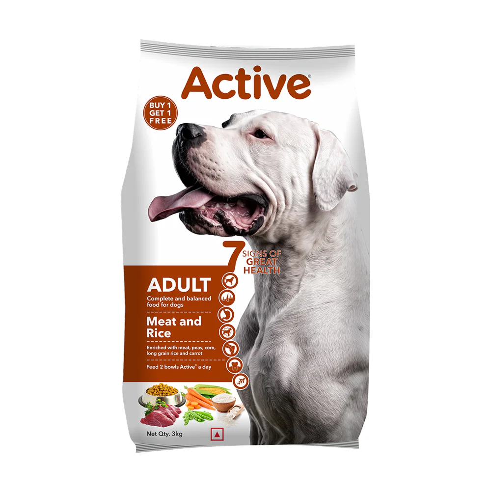 Active Meat and Rice Adult Dog Dry Food (Buy 1 Get 1) - Runbopad