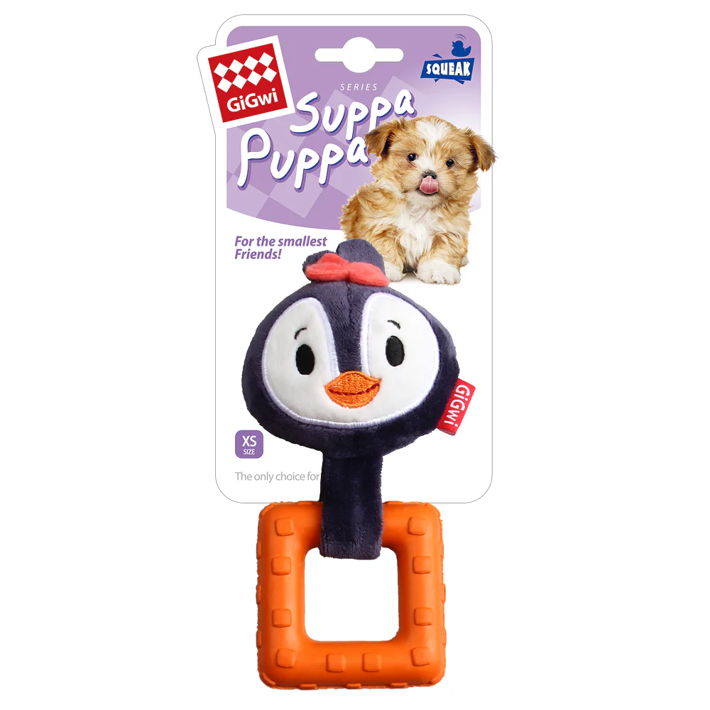 GiGwi Suppa Puppa Penguin Squeaker inside Plush TPR Toy for Dogs - Runbopad