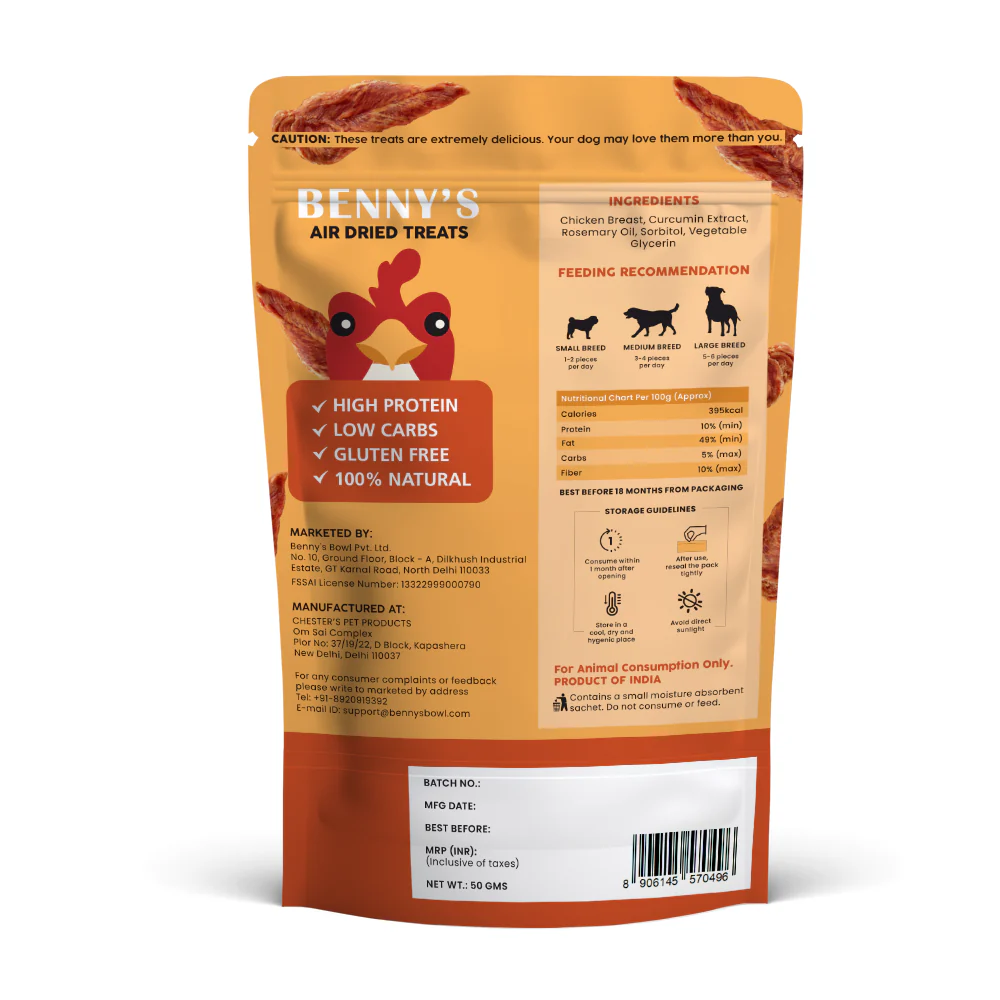 Bennys Bowl Chicken and Herbs Jerky Dog Treats - Runbopad