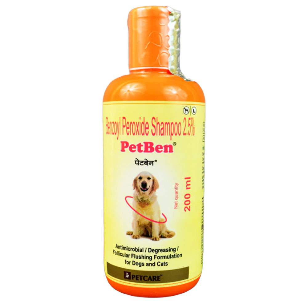 Petcare Petben Benzoyl Peroxide Shampoo 200ml and Virbac Ketochlor Shampoo 200ml for Dogs & Cats Combo - Runbopad