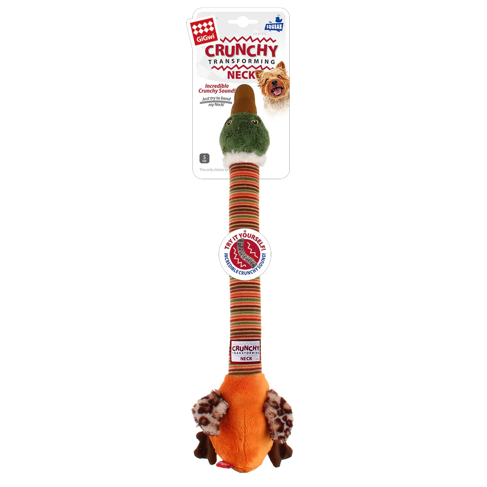 GiGwi Crunchy Neck Duck Toy for Dogs (Orange) - Runbopad