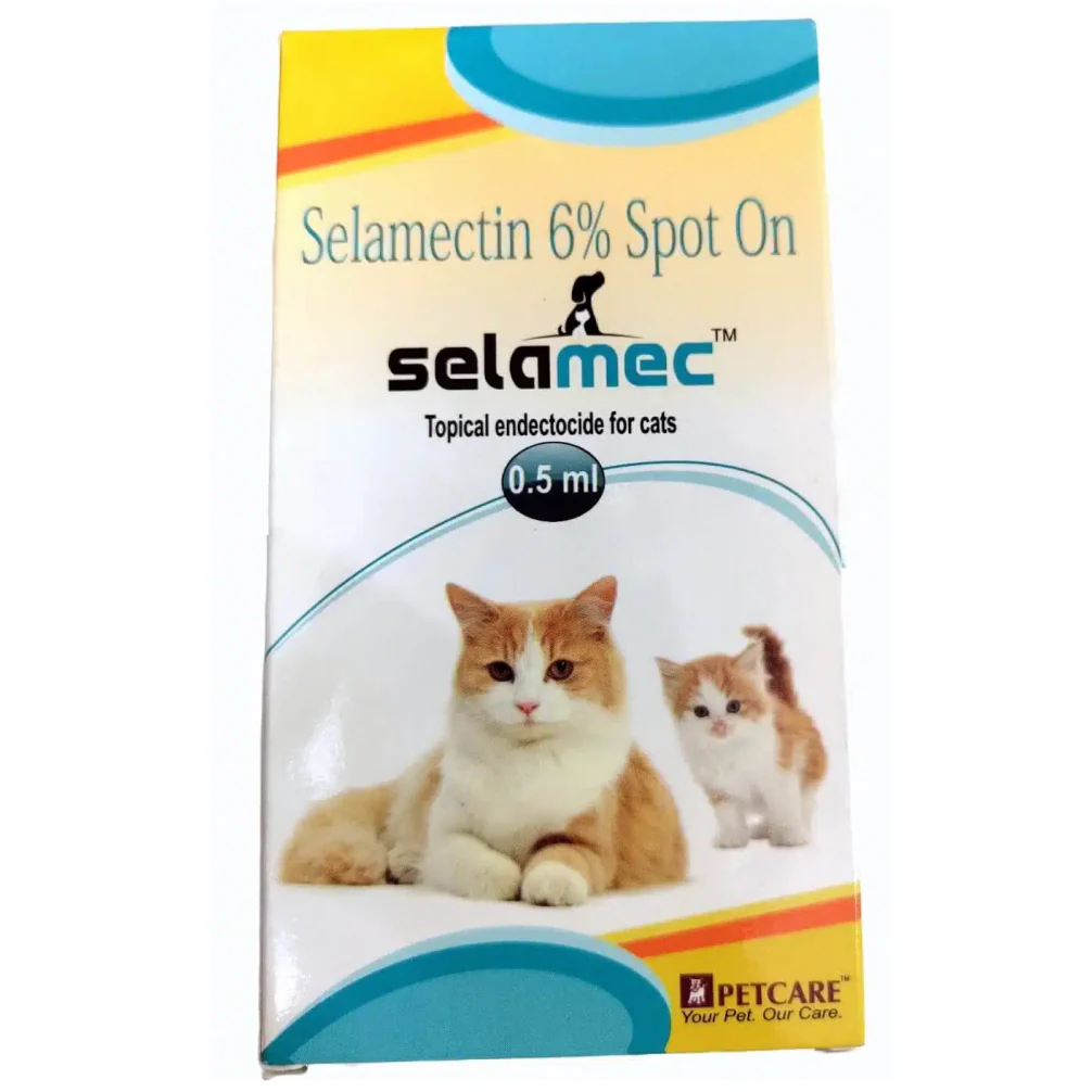 Petcare Selamec (Selamectin) Spot On for Cats 0.5ml and Vetina Canworm (Fenbendazole) Pet Deworming Suspension 30ml Combo - Runbopad