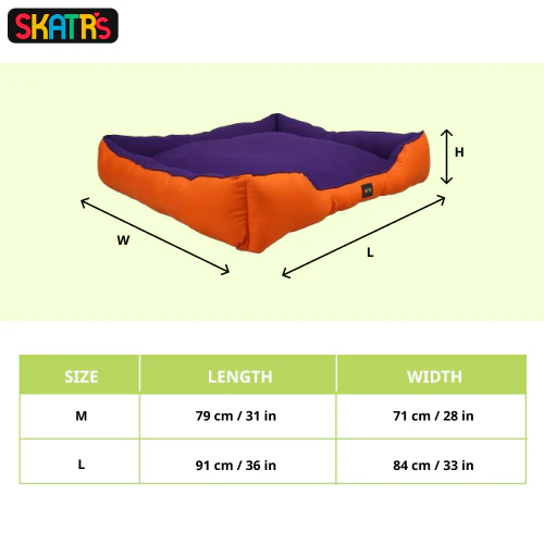 Skatrs Square Shaped bed for Dogs & Cats (Orange/Purple) - Runbopad