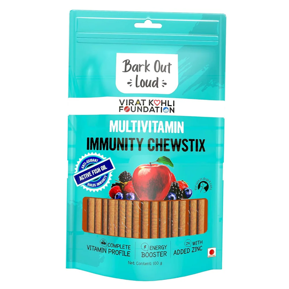 Bark Out Loud Immunity Multi Vitamin Chew Stix and Henlo Chicken Pops Dog Treats Combo - Runbopad