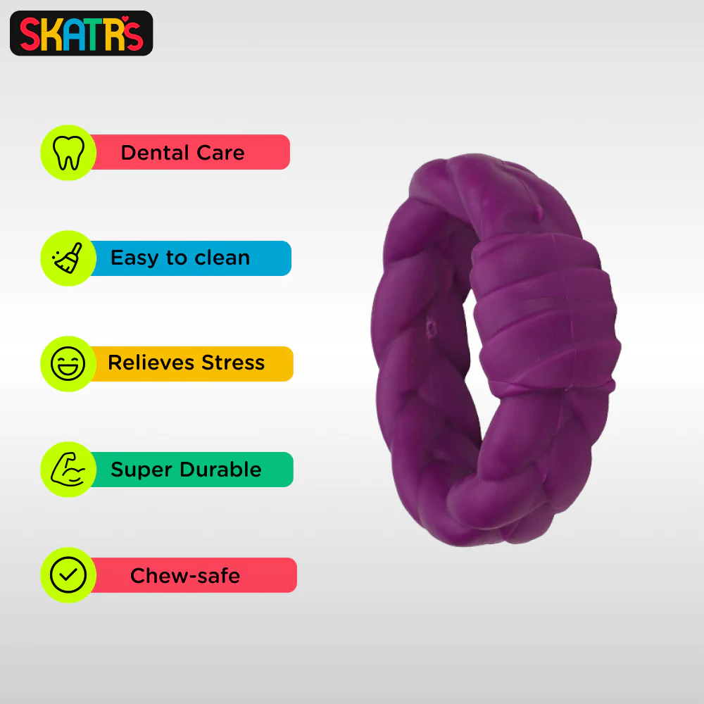 Skatrs Rubber Twisted Ring Toy for Dogs (Purple) - Runbopad