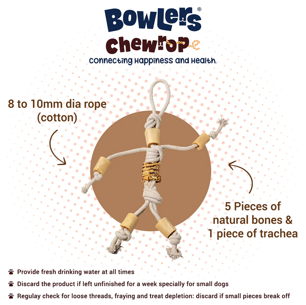 Bowlers Chewrope Marionette Rope Chew Functional Dog Treat Toy - Runbopad