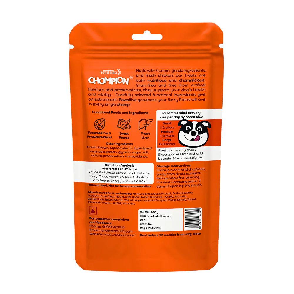 Venttura Chompion Pawsitive Immunity Wellness Dogs Treats - Runbopad