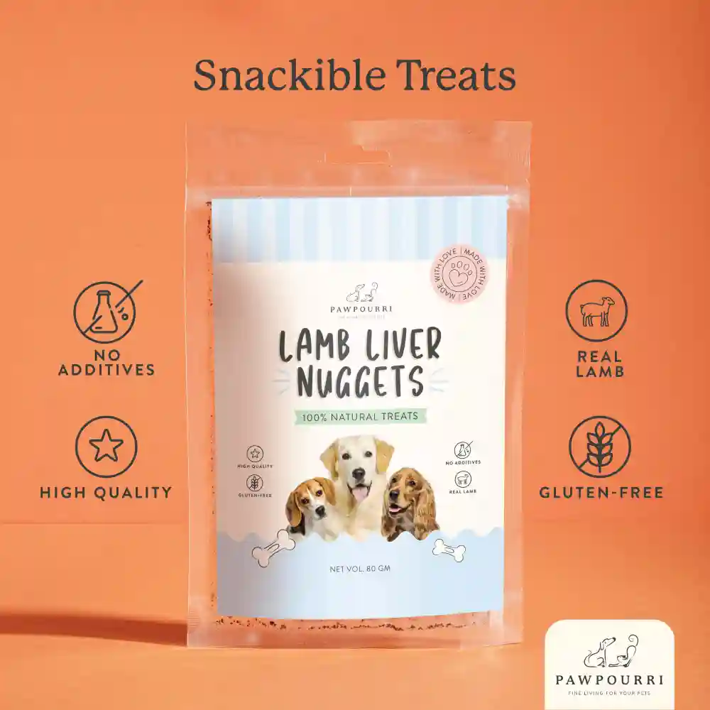 Pawpourri 100% Natural Lamb Liver Nuggets Dog Treat - Runbopad